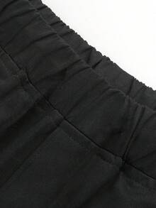 1pc Tween Girls Casual Street Style Striped Contrast Color Loose Straight Leg Pants, Spring/Summer/Autumn - Black - View 6