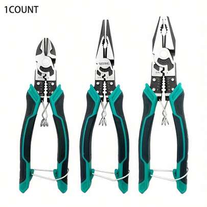 Kìm tuốt dây điện đa năng 1 chiếc, Kìm mũi nhọn cấp công nghiệp, Kìm chéo, Kìm cắt dây thép, Kìm tuốt dây thép bền crom vanadi, Kìm bấm, cắt, tuốt, quấn đa năng, Thích hợp cho việc cải tạo nhà cửa và công việc điện