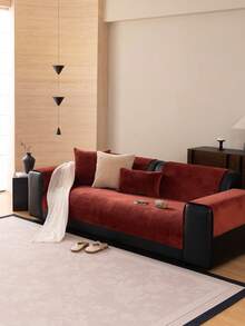 1pc Veet Washable Non-Slip L-Shaped Sofa Cover, Fits 3-Seater Sofa, Quilted Design, Magnetic Closure, Pet-Friendly Protection - Gray Velvet Sofa Cover