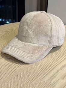 1pc Other Adorable Polyester Fleece Warm Decorative Beanie Hat For Men, Winter Fluffy Warm Baseball Cap, Thickened Baseball Cap, Versatile Solid Color Cold Hat, Autumn/Winter - Baseball Cap - View 12