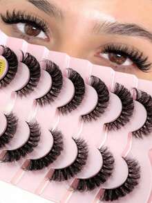 7 Pairs Of Classic Mink False Eyelashes With Cat Eye Design, Natural D-Curl Fluffy False Eyelashes That Look Very Natural And Extend The Lashes - Natural Lashes - View 1