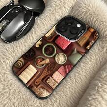 Funda de Teléfono con Patrón de Caja de Chocolate de Color Marrón y Diseño de Cuchara de Madera para iPhone 14 13 12 11 Pro Max y  Galaxy S23 S22 S21 Ultra Adecuada para Todas las Estaciones Opción de Regalo Ideal - Negro - Ver 5