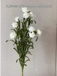 1 pieza/3 piezas Flores de rosa artificiales, decoración del hogar, regalo para el Día de San Valentín, cumpleaños, graduación - Blanco - Ver 5