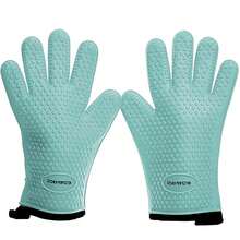 KITCHEN PERFECTION XL Silicone R Oven Gloves -Extreme Heat Resistant BBQ Gloves -Handle Hot Food Right On Your Grill Fryer & Pit | Waterproof Oven Mitts Grill Gloves |Superior Value Set+3 Bonuses,X-Large,Turquoise - Turquoise - View 1