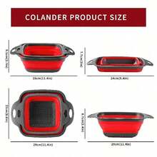 Collapsible Silicone Colander (Rad/Black) - Easy Storage, Ideal For Draining Pasta, Veggies & Fruits, Also Works As A Fruit/Berry Bowl, Must-Have For Campers - 紅黑色 - 查看 9