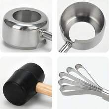 椰子开壳工具套装，不锈钢椰子开壳器，轻松打开嫩椰子和成熟椰子，黑色橡胶锤，椰肉刮刀 - 黑色 - 查看 10