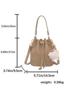 Women's Fashionable Versatile Retro Mini Bucket Crossbody Bag - Khaki - View 3