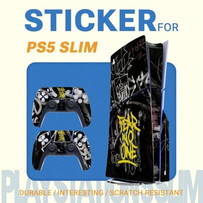 1 Set Waterproof, Scratch-Resistant Printed Skin Stickers Decor Protective Film For Slim Game Console Controller