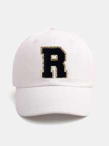 1PC Personalized Initial Letter Baby Baseball Cap (A-Z Options) - White Adjustable Daily Sun Hat For 3 Months To 2 Years, Toddler Cap With Brim - White - View 56