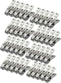 FOMMEN Outdoor Heavy Duty Clothespins 10 Pack Large Stainless Steel Quilt Clips,Beach Towel Clips,Curtain Clamps,Rubber Tipped Metal Clothes - ColorA - 查看 1