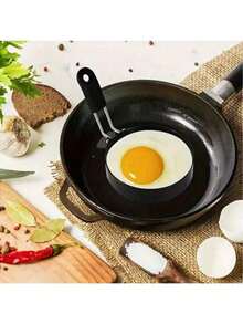 1 st omelettring i rostfritt stål - rund omelett-/pannkaksform med non-stick-beläggning, lämplig för stekta ägg, stekta kycklingrullar, pannkakor, hamburgare, smörgåsar och andra frukostredskap - lätt att rengöra köksredskap - Multifärgad - Visa 1