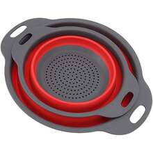 Collapsible Silicone Colander (Rad/Black) - Easy Storage, Ideal For Draining Pasta, Veggies & Fruits, Also Works As A Fruit/Berry Bowl, Must-Have For Campers - 紅黑色 - 查看 10