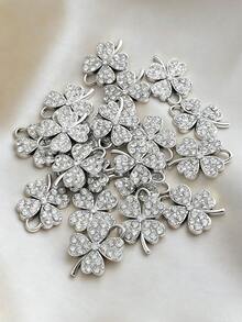 5个/10个镀金UV四叶花水钻合金吊坠，DIY珠宝项链耳环手链制作连接配件，珠宝用品，情人节 - 四葉草UV - 查看 2