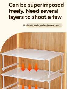 Organizador de armario expandible, estantería de almacenamiento ajustable, organizador de estantería apilable y ahorra espacio para armario, cocina, dormitorio, repisa - Blanco - Ver 6