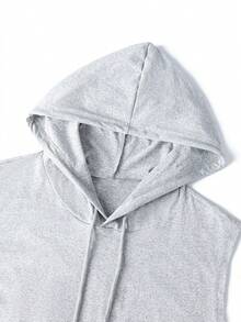 Men's Summer Fashionable Versatile Casual Simple Letter Print Hooded Tank Top - Grey - View 3