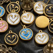 5款18K镀金不锈钢珐琅滴水心形吊坠饰品，可用于手工制作手链、项链、DIY耳环、项链饰品制作、吊坠配件 - 彩色 - 查看 3