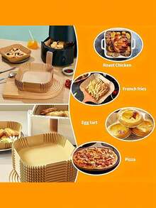 200pcs Air Fryer Parchment Paper Liners, Oil-Proof Waterproof Air Fryer Basket Liners, 6-Inch 100/50/25 Pcs Air Fryer Pads, 6-Inch Non-Stick Square Baking Paper, Edible Silicone Oil Paper, Oven & Grill Absorbent Paper, Reusable, Fit Most Air Fryers, Great For Valentine's Day, Birthday, Kitchen Gifts - Multicolor - View 3
