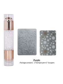 Beautizon Nailartlab 3pcs/Set Christmas Snowflake Pattern Template & Acrylic Double-Ended Silicone Transfer Tool Kit, DIY Art Design Y2K Style Nail Salon Tool Accessories - White - View 9