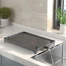 [Kitchen Storage Rack] Large-Capacity Double-Layer Carbon Kitchen Storage Rack With Drainage, Lockable Metal Tableware Stand For Bowls, Cups, Cutting Boards - No Assembly Required, Kitchen Organizers And Storage - Double-layer Black Dish Rack With Knife Holder and Cup Holder - View 6