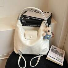 Bolso cruzado para mujer versátil y espacioso con múltiples usos bandolera hombro y mochila gran capacidad diseño liso y moderno - Blanco - Ver 4