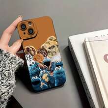 Estuche para teléfono Cookie Monster Fun Cookie Party Compatible con estuches para teléfonos   17  16 Pro Max  15 Pro Max  13 y  12 Material brillante 2 en 1 duradero a prueba de golpes y un regalo encantador para familiares, amigos y seres queridos - Negro - Ver 5