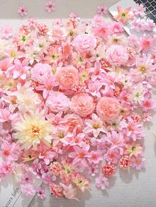 50pcs Artificial Flower Heads, Assorted Sizes Of Synthetic Flowers, Mini Fake Flowers, Daisy Flowers, Suitable For Wedding Crafts, Home Decor, Party And More - Pink - View 4