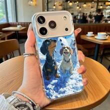 Funda de Teléfono Color Azul Patrón de Perros en la Nieve para iPhone 14 13 12 Pro Max y  Galaxy S23 S22 S21 Opción de Regalo Ideal para Todas las Estaciones - Negro - Ver 3