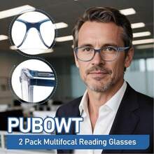 Progressive Multifocus Reading Glasses For Men Women Blue Light Readers Spring Hinge No-Line Near Range 2-Pack - 透明 - 查看 7