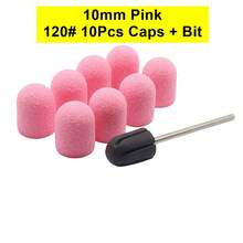 Quality 10 Pcs 10mm Size Nail Sanding Caps With Bit Nail Drill Bits For Foot File Callus Remover, Manicure Pedicure Nail Polisher #80 #120 #180