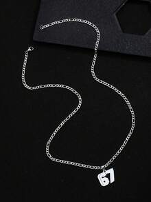 1pc Minimalist 67 Necklace, Suitable For Everyday Wear - Silver - View 5
