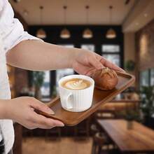 1pc Large Acacia Wood Serving Tray, Food Platter, Charcoal Board For Kitchen Counter, Charcuterie Board, Candle Holder, Fruit & Cheese Plate - Yellow - View 5