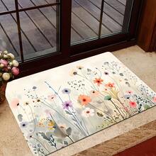 1 Flower Garden Doormat| Machine Washable, Polyester Material, Rectangular Shape, Adhesive Fleece, Suitable For Living Room And Bedroom Entrance, Outdoor Mat, Room Decoration - 24*36英寸 - 查看 6