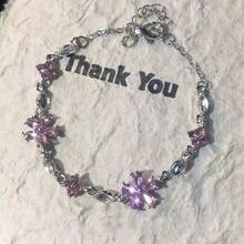 1pc Cherry Blossom Pink Flower Bracelet Is Very Suitable For Women To Wear On Valentine's Day, Dates, Outings, And Daily Wear. - 銀色 - 查看 1