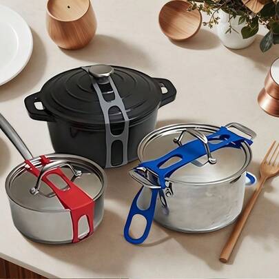 1-3pcs Adjustable Silicone Sealing Bands, Elastic Silicone Universal Lid Fixation Strap, Anti-Leakage, Suitable For Various Pots, Bowls And Pans With Lids