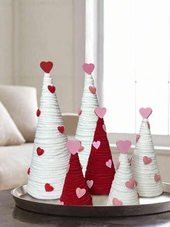 12/15/20cm Romantic Valentine's Day Love Christmas Tree Tabletop Decoration, Heart Decorative Proposal Wedding Party Scene Decoration Tray Decoration, Festival Home Decor Best Gifts Valentine's Day Birthday Christmas Decorations Room Decor