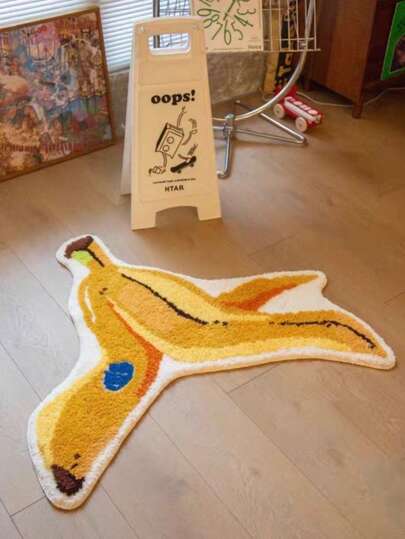 1pc Cartoon Banana Peel Decorative Carpet, Collapsible, Easy To Clean, Washable. Natural And Comfortable Carpet, Suitable For Bedside, Bedroom, Study, Living Room, Home Decor