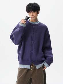 Men Cardigans - Purple - View 3