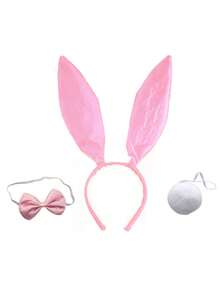 3 Stücke "Forever & Moment" Osterhasen Cosplay Kostüm Accessoires für Frauen, Hasenohren Haarband, Fliege, Hasenschwanz - für Partydekorationen, Osterfeiern, Feierlichkeiten, süße Kostüme, Feiertagsverkleidung, Geschenke - Verschiedenfarbig - Übersicht 5