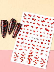 2 piezas Pegatinas de arte de uñas en forma de corazón mini con brillo rojo, rosa y plateado, corazones superpuestos, decoración de uñas brillante para el Día de San Valentín, suministros de uñas para mujeres y niñas para manualidades - Multicolor - Ver 5
