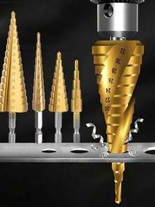 3件套多功能工业硬度冲孔器、安装钻头、去毛刺器、高效阶梯钻头 - 彩色 - 查看 1