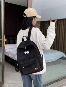 Ba lô nam bằng nylon màu trơn, kiểu dáng thời trang, đa năng, dung tích lớn, phù hợp cho cả nam và nữ đi làm hàng ngày. - màu đen - Xem 2