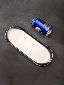 1 khay đựng đồ ăn nhẹ bằng thép không gỉ, khay đựng bánh mì hình bầu dục, chống trượt, khay đựng thức ăn đa năng dùng tại nhà (vàng/bạc), nhà bếp, quà tặng Giáng sinh - Bạc - Xem 10