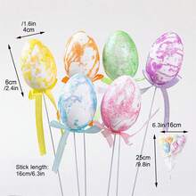 6Pcs Easter Artificial Egg Picks Decorative Sticks For Vase Table Toppers Party Supplies - Colorful - View 8