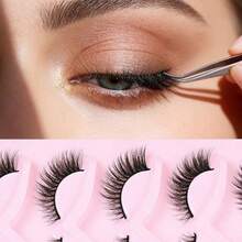 5 Pairs Of Natural False Eyelashes Fluffy And Soft 3D Mink Eyelashes Long Silky Eyelashesdaily Work Meetings Natural False Eyelashes Comfortable To Wear With Eyelashes Hand-Made Wing Elongated Natura Full False Eyelashes Eyelash Tweezers And Eyelash Brushes - 黑色 - 查看 8