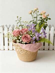 1/3pcs Nordic Style Natural Seagrass Woven Planter Basket, Flower Pot, Plant Container, Home Decor (Actual Size May Vary Slightly) - Multicolor - View 3