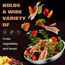 不锈钢圆形烤盘 - 重型商用及家用多功能烤盘，可用作蛋糕、开胃菜、水果蔬菜拼盘，抛光表面具有反光效果，用途广泛的厨房用具 - 彩色 - 查看 2