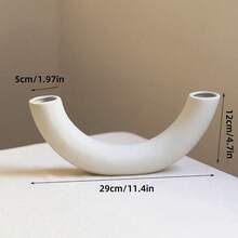 1pc Crescent-Shaped White Plastic Vase, A Decorative Ornament For Arranging Artificial And Dried Flowers, Suitable For Living Room Home Decor, Tabletop Decorations For New Year, Valentine's Day, Mother's Day And Middle Eastern Festivals, As Well As A Perfect Housewarming Gift. - White - View 6
