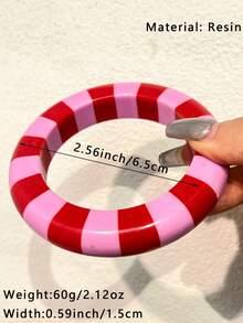 1pc Pink Heart Contrast Color Bracelet With Pearl & Rhinestone Decor, Versatile Style Suitable For Street Fashion, Internet Celebrity Wristband, Valentine's Day Gift, Mother's Day Present - Multicolor - View 4