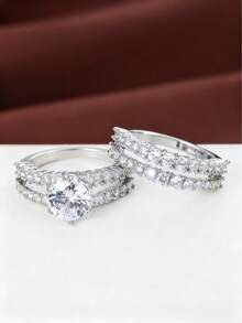 1 Set Exquisite Full Diamond Luxury Unique Design Ring Jewelry, Engagement Ring - Ring - View 5