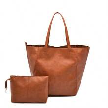 Retro Handbag In Solid Colors, Vintage Style, With Large Capacity And An Interior Pocket. New Large, Soft Handbag For Women In European And American Style With A Spacious Design And The Option To Wear It Over The Shoulder. - Rỉ Nâu - Xem 8